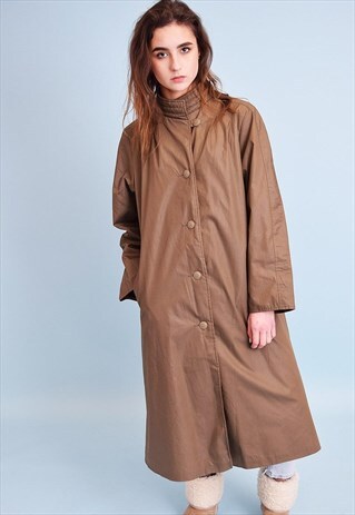 STUNNING 70'S RETRO MINIMALIST SHIMMER WARM MAC TRENCH COAT