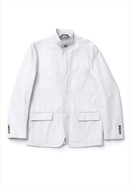 Vintage VERSACE Leather Jacket Blazer Coat White