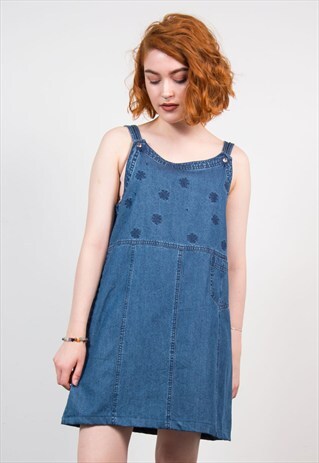 VINTAGE 90'S CUTE FLOWER PINAFORE DRESS