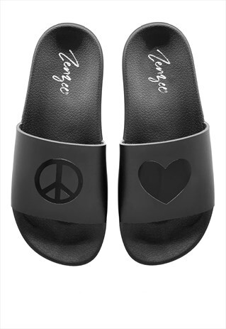 WOMEN'S PEACE & LOVE POOL SLIDE SANDAL