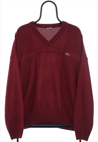 VINTAGE CHEMISE LACOSTE 90S MAROON JUMPER WOMENS