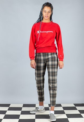 90'S VINTAGE GREEN CHECKERED TROUSERS
