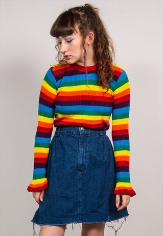 VINTAGE 90'S DARK BLUE DENIM FRAYED HEM MINI SKIRT
