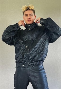 Vintage 90s Wilsons Leather Jacket in Black