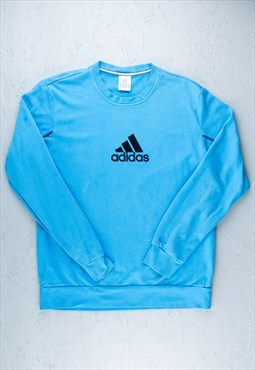90s Adidas Blue Embroidered Big Logo Sweatshirt -2490