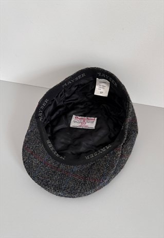 Vintage Harris Mayser Tweed Wool Flat Hat Cap
