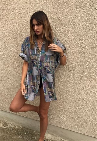 PATTERNED OVERSIZED RETRO VINTAGE UNISEX FESTIVAL SHIRT