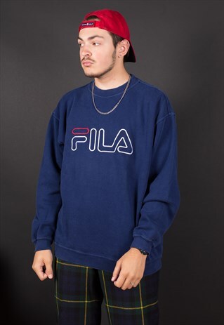 90'S BLUE EMBROIDERED FILA SWEATSHIRT