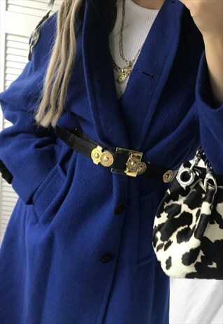 VINTAGE 80S PURE NEW WOOL OVERSIZED LONG ROYAL BLUE COAT