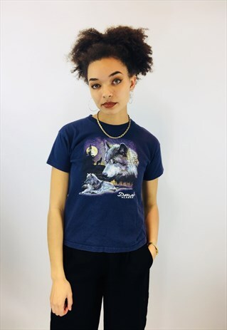 CUTE VINTAGE WOLF PRINT T SHIRT