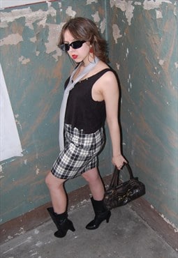 Vintage y2k mini checkered festival summer cool skirts 