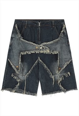 Distressed denim shorts premium jean star pants vintage blue