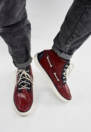 VINTAGE 90S RALPH LAUREN LEATHER MID TRAINERS UK 12