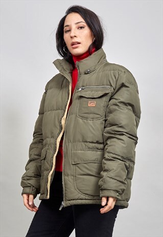 VINTAGE 90'S OVERSIZED KHAKI LEE PUFFER JACKET
