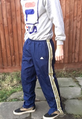 VINTAGE ADIDAS TRACK PANTS NAVY SPORTS M/L 90S JOGGERS