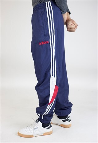 VINTAGE 90S ADIDAS NAVY TRACKSUIT BOTTOMS