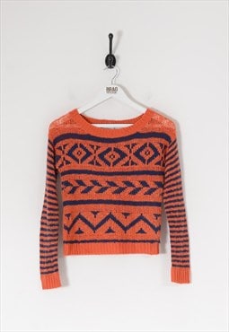 Cropped striped knit jumper navy/orange s - bv10934