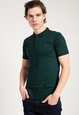 Slim Fit Classic Polo Collared T-shirt in Green
