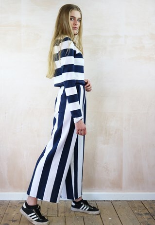 BLUE N WHITE CROP PANTS & JUMPER CO-ORDINATES