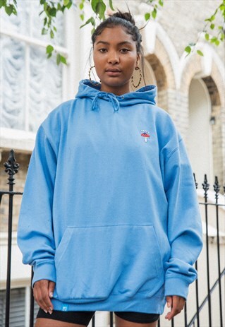 HOODIE IN CORNFLOWER BLUE WITH BRO SHROOM EMBROIDERY