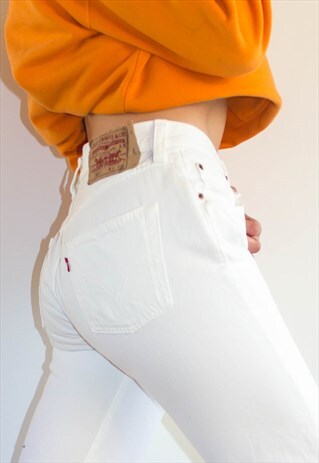 VINTAGE BUTTON FLY WHITE STRAIGHT LEG 501 LEVI'S