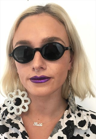 VINTAGE 90S BLACK SLIM OVAL SUNGLASSES