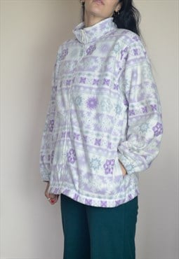 Vintage Patterned Fleece Jacket w Diamante Sequin Detail