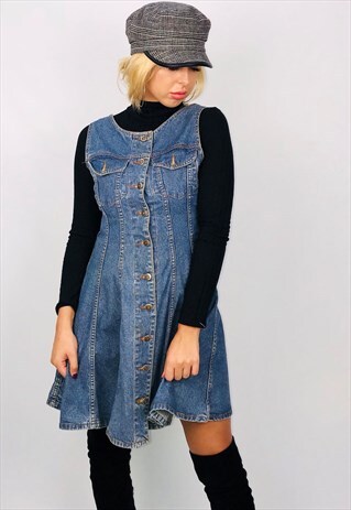 VINTAGE 90S BUTTON UP DENIM DRESS
