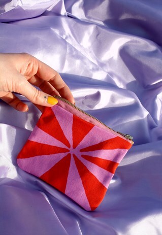 HANDMADE PSYCHEDELIC ZOOP PURSE WALLET - RED AND PINK