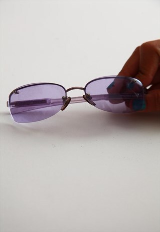 VINTAGE METALLIC PINK HALF RIMLESS FRAME, LIGHT PURPLE LENS