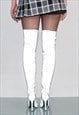 VINTAGE Y2K REFLECTIVE STILETTO THIGH HIGH BOOTS IN SILVER