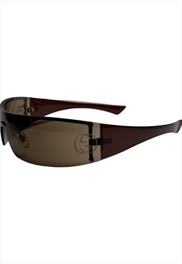 Gucci Sunglasses Rimless Shield Logo Wraparound Visor Wrap 