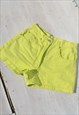 VINTAGE GREEN DENIM JEANS HIGH WAIST SHORTS.SIZE 16A 164CM