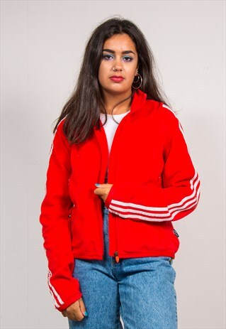 VINTAGE 90'S ADIDAS RED FLEECE ZIP JACKET