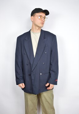 Vintage dark blue classic 80's suit blazer