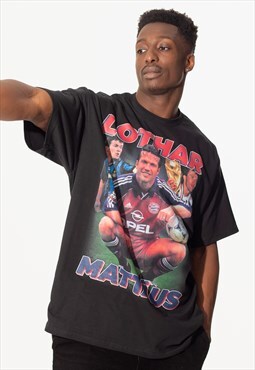 Lothar Matthaus Football Unisex Tee T-Shirt in Black