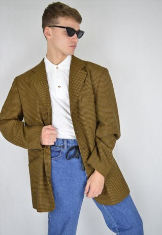 VINTAGE TWO COLOUR 70'S CHECKERED RAVE BLAZER