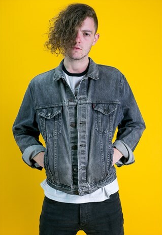 VINTAGE DISTRESSED LEVI'S DENIM JACKET IN DARK GREY