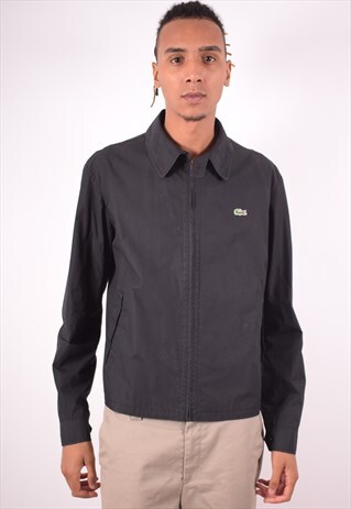 LACOSTE MENS VINTAGE HARRINGTON JACKET XL BLACK 90S