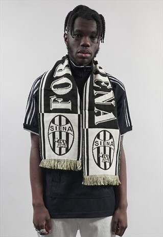 VINTAGE 90'S BLACK/ YELLOW FORZA SIENA FOOTBALL SCARF.