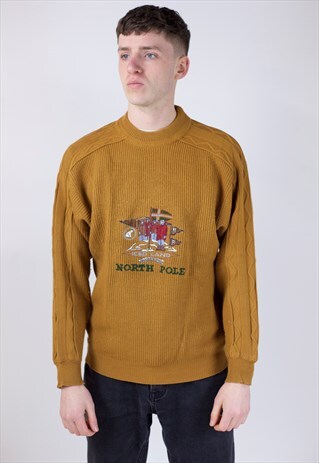 VINTAGE 90S NORTH POLE MUSTARD KNIT JUMPER