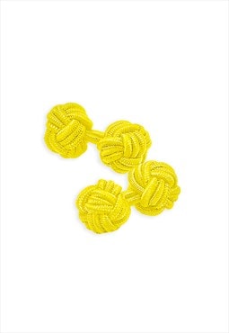 Fabric Knot Cufflinks - Yellow