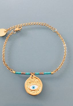 Women's Greek eye curb bracelet, women's gift