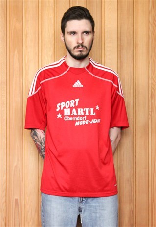 VINTAGE 1990S RED ADIDAS FOOTBALL SHIRT