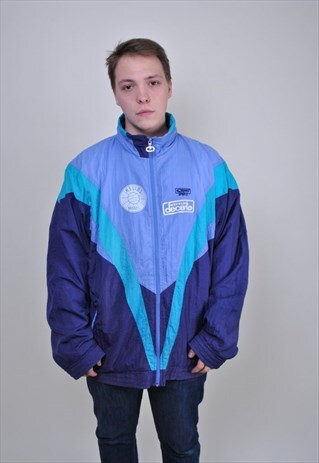 80S MULTICOLOR TRACK JACKET, VINTAGE OVERSIZE WINDBREAKER