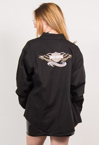 HARLEY-DAVIDSON VINTAGE 90'S BLACK DENIM SHIRT