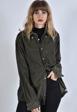 VINTAGE CORDUROY CORD OVERSIZE SHIRT BLACK