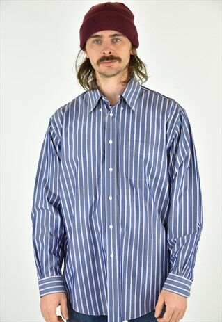 VINTAGE 90'S BROOKS BROTHERS BLUE STRIPED SHIRT SIZE LG