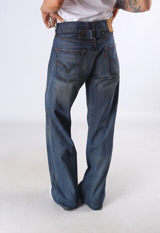LEVIS 676 DENIM JEANS WIDE LEG LONG LEG UK 14 (C5D)