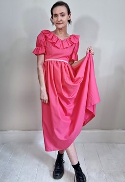 Vintage 80's Pink Ruffle Prom Dress